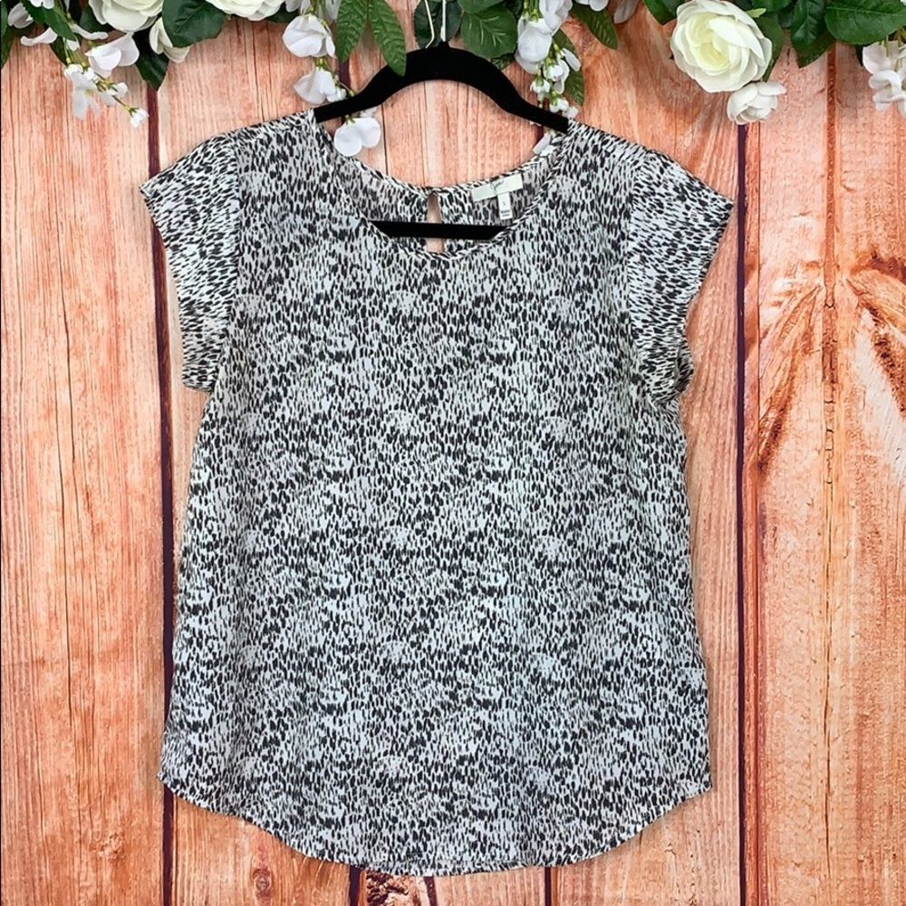 Joie Animal Print Pullover Semi-Sheer Blouse 1584